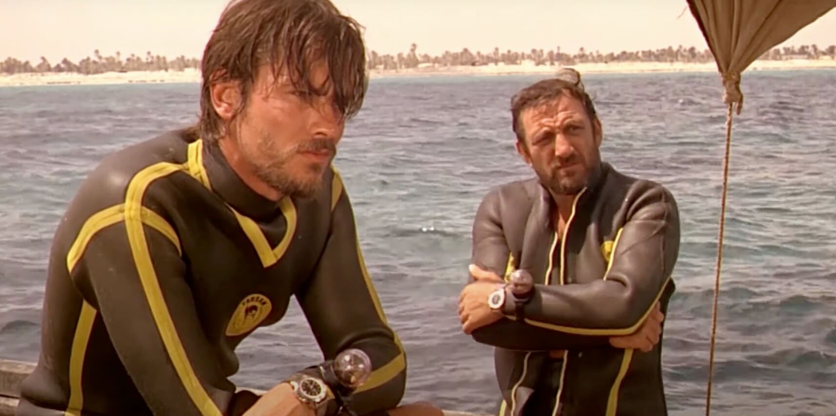 Alain Delon and Lino Ventura wearing a vintage Ultradive in "Les Aventuriers"